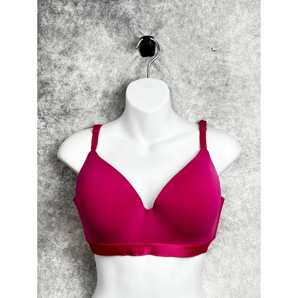 Victoria's Secret T-Shirt Lightly Lined Wireless Hot Pink Bra Size 36DD